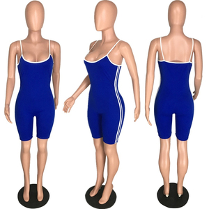 Mono de tirantes finos verde neón para mujer, de cintura alta, con rayas laterales, ajuste ceñido, sin mangas, para gimnasio, primavera-verano, de punto elástico - Product Image 5