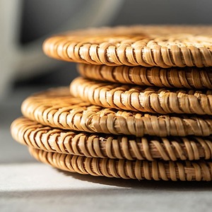 Modern Handwoven Rattan Placemats Coasters Combo Bedroom Home Dining Table kitchen decoration in India - Product Image 2