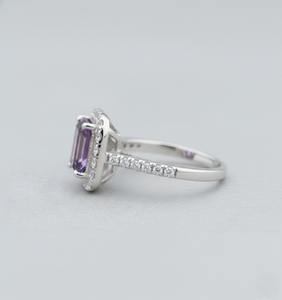 Bague de fiançailles en améthyste naturelle taille ovale double halo, en argent sterling 925, cadeau de luxe chrétien pour elle, idéale pour les mariages et les fêtes - Product Image 2