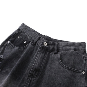 Shorts de mezclilla lavados de cintura media con botones, estilo casual de algodón tejido transpirable para hombre a precio económico. - Product Image 3
