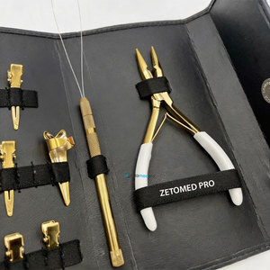 Professional Micro <b>Plier</b> Gold Plated Stainless Steel Hair Extension Tools <b>Plier</b> <b>Set</b> with Hair Section Clips ,Finger and Loop - Product Image 3