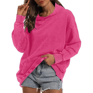 Sudadera con capucha de estilo urbano con lavado ácido y efecto desgastado para mujer, nueva llegada, diseño elegante personalizado, talla grande, precio al por mayor - Product Image 5