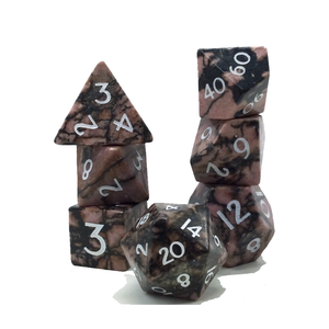 Dados de piedra de alta calidad, rodonita, cristal natural, piedras curativas de reiki, piedras grabadas, juego de dados personalizados, cristal vikingo - Product Image 5