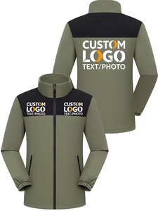Men's Casual Turn-down Collar Zip-Up Fleece Jacket for Autumn Winter 3-Area Print Customizable Left/Right Chest Back - Product Image 4