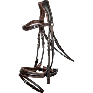 Bridon d'équitation anglais en cuir végétal, rembourré et surélevé, avec surpiqûres décoratives, pour cheval de dressage, équipement d'équitation - Product Image 6