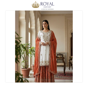 Colección de Diseñador de Alta Gama para Fiestas, Traje Sharara de Seda Chinnon con Bordado de Lentejuelas, Gran Demanda - Product Image 3