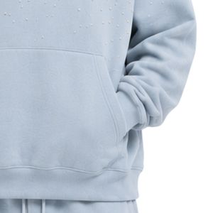 เสื้อฮู้ดฟลีซสีฟ้าอ่อนทรงโอเวอร์ไซส์สำหรับผู้ชาย ดีไซน์คริสตัลประดับเพชร ผ้าคอตตอนหนานุ่ม สไตล์สตรีทแวร์ เสื้อกันหนาวลำลองสำหรับฤดูหนาว - Product Image 5