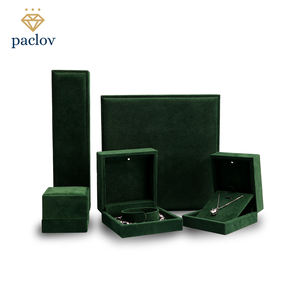 Paclovカスタムジュエリー包装ボックスグリーンベルベットライトベルベットネックレスボックスブレスレットネックレスRnigイヤリングジュエリーセット - Product Image 2