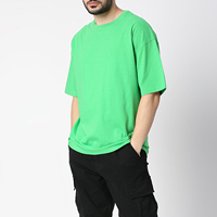 T-shirts pour hommes de haute qualité, 100% coton, coupe classique, poids lourd, col rond, impression personnalisée, couleur verte, respirants, séchage rapide