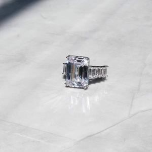 Emerald Cut Moissanite Ring Claw Setting Women's Luxury Engagement Jewelry - Product Image 1