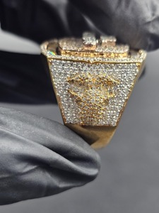 Hip Hop Moissanite Square Baguette Pave Statement <b>Ring</b> 14K Gold Plated <b>925</b> <b>Silver</b> Bling Jewelry for Men and Women - Product Image 2