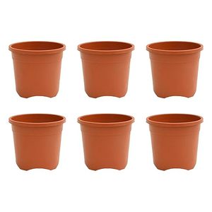 Macetas de Yute Ecológicas Tratadas y Talladas a Mano para Plantas, 8 Pulgadas, Color Terracota Marrón, Juego de 6 - Product Image 1