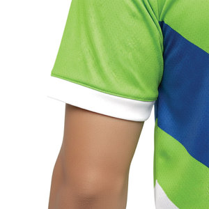 Ensemble d'uniformes de football, design rayé teint en pièce, nom d'équipe personnalisé, respirant, 100 % polyester pour des performances optimales et un style. - Product Image 4