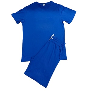 Vente en gros été hommes Sport 2 pièces ensemble élégant taille moyenne respirant Shorts et manches courtes T-Shirts 100% coton tenue décontracté - Product Image 5