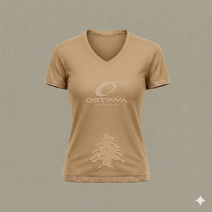 T-shirt respirant à manches courtes pour femme, col en V, logo personnalisé imprimé, technique de détection par aiguille, polyester/coton, pour adulte - Product Image 5