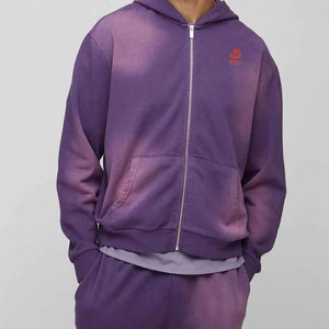 Chándal de hombre casual de invierno con bordado, lavado ácido, bolsillos laterales, transpirable, 100% algodón, forro polar, corte acampanado apilado - Product Image 5