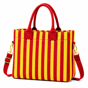 Custom NSPDK Sorority Tote bag red and gold Embroidered Logo Striped Daily Use Large Capacity <b>Canvas</b> Tote bag - Product Image 3
