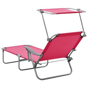 Grand transat pliable d'extérieur en acier thermolaqué rose et tissu - Product Image 3