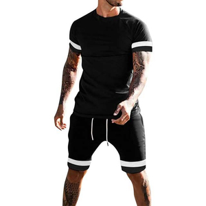 Ensemble deux pièces pour homme, t-shirt à manches courtes et short, couleur unie, fin, été, 100% coton, séchage rapide, vêtements décontractés, meilleurs ensembles deux pièces - Product Image 5