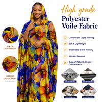 Ensemble Thobe Soudanais Modeste Imprimé, Design Libre, Respectueux de la Peau, Impression Numérique Intégrale, Respirant, Léger, Voile de 5 Yards