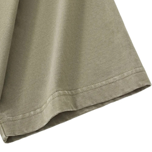 T-shirt vert olive oversize à manches courtes pour homme, style décontracté, col rond, couleur unie, en jersey de coton tricoté, teint uni - Product Image 3