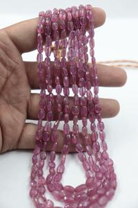 Collar de Rubí de Calidad AAA, Forma Ovalada, Facetado, 5x7 mm, 16-18 Pulgadas, Hecho a Mano, con Orificio Central, Tienda de Gemas Indias - Product Image 2