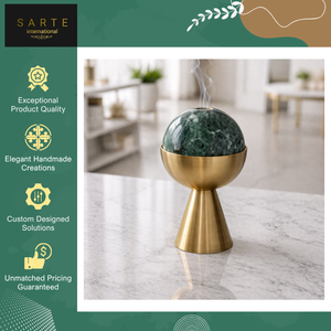 Hot Sale Luxury Home Decoration Premium White Gold Marble <b>Essential</b> <b>Oil</b> Diffuser Brass Base Aromatherapy Incense <b>Burner</b> Set - Product Image 6
