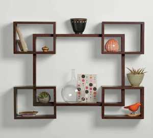 Étagères flottantes murales géométriques en 3 rectangles entrecroisés, présentoir moderne en bois, bibliothèque suspendue, organisateur de rangements - Product Image 4
