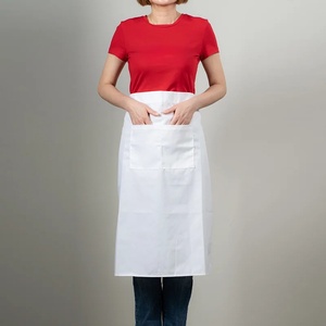 Delantal de media cintura Jaya Mata JM743 con 2 bolsillos, de poliéster y algodón, para restaurante, cafetería, chef, camarero, en negro, marrón y blanco. - Product Image 1