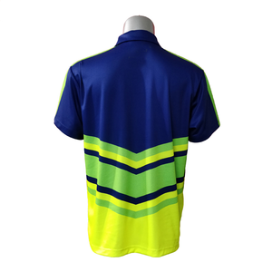 Polo Sublimado Azul Rey y Verde Neón para Hombre, Diseño Chevron en V, Ropa Deportiva Transpirable de Secado Rápido - Product Image 3
