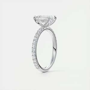 Anillo de compromiso con diamante cultivado en laboratorio de 2.50 quilates, corte esmeralda, estilo floral con pavé y engaste francés en oro blanco de 14K - Product Image 5