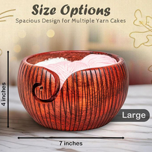 Natural Wood Yarn Bowl with Yarn Guide Slot for Crochet Rustic Handmade Wooden Yarn Bowl for Yarn Storage and Dispensing - Product Image 3