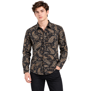 Winter Premium Quality <b>Paisley</b> <b>Shirts</b> Printed Cotton Long Sleeve Casual <b>Men</b> Breathable Stylish Button Down <b>Shirts</b> - Product Image 1