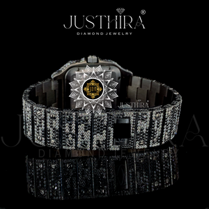 Luxurious Classic Quartz Iced Moissanite Square Studded Stainless Steel <b>Case</b> Glass Dial Fashion Wristwatch - Product Image 4