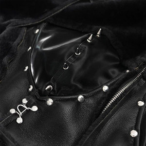 เสื้อโค้ทยาวหนังเทียมสีดำสไตล์โกธิคพังก์สำหรับผู้หญิง แต่งซิปและหัวเข็มขัด งานแฮนด์เมดคุณภาพพรีเมียม - Product Image 5