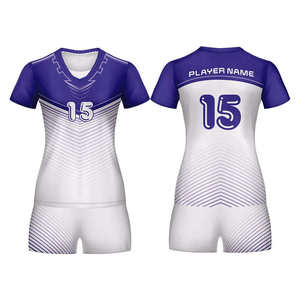 Women's Purple White Sublimated Volleyball Jersey Set V-Neck Short Sleeve Moisture Wicking Fitted Uniform All Seasons - Product Image 5