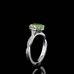 IGI Certified Vivid <b>Green</b> Oval Lab Grown Diamond Luxury Twist Shank Engagement Ring 10K 14K 18K Gold 925 935 Anniversary <b>Wedding</b> - Product Image 4