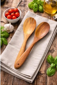 Cuillère en bois de teck naturel pour cuisiner et servir - Product Image 6