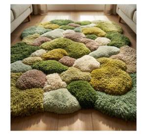Irregular Relief <b>Moss</b> Area Rug with Natural Design Modern Shaped 3D Topographic <b>Living</b> Room Rug Custom Modern Shaped - Product Image 1