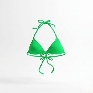 Haut de bikini noir pour femme avec cordon de serrage à l'avant et bretelles réglables, maillot de bain uni en spandex et polyester - Product Image 5