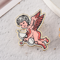 Badge de revers en métal plaqué or, imprimé personnalisé OEM, motif ange anime, couleur intégrale, pour la production de marchandises de marque