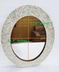 Miroir rond professionnel Art Déco moderne avec incrustation d'os et cadre argenté, décor pour Bar Mitzvah, écologique, léger, mural - Product Image 5