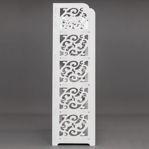 Scarpiera Bianca a Cinque Ripiani con Design Intagliato in Legno e Pannelli in Plastica - Product Image 4