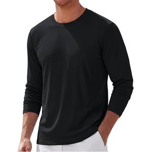Chemises à manches longues unies OEM en gros, chemises décontractées à manches longues, t-shirts à manches longues personnalisés pour hommes - Product Image 1