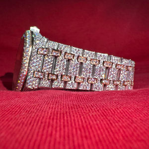 Relojes de Cuarzo de Lujo Personalizados para Hombre y Mujer, con Diamantes Engastados, Estilo Hiphop, VVS, Moissanita, Esqueleto Negro, Cuadrado, Acero Inoxidable - Product Image 1