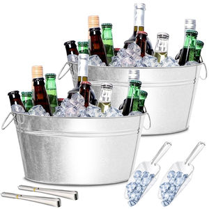 Bac à boissons en métal galvanisé style ferme avec support, refroidisseur de boissons, seau à glace pour fête, refroidisseur de vin et de bière pour intérieur et extérieur - Product Image 2