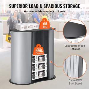 Mostrador de podio Pop plegable portátil para venta al por menor, Mostrador de exhibición, soporte de mostrador de exposición 35,43 \ "X 19,29 \" X 37,01 \ "Booth Fair - Product Image 3