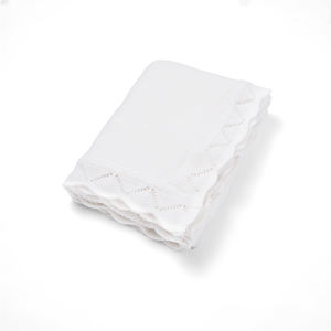<b>Throw</b> Rectangular Knitted White Color Baby <b>Blanket</b> Solid 100% Cotton Anti-Pilling Four Seasons Home Use - Product Image 2