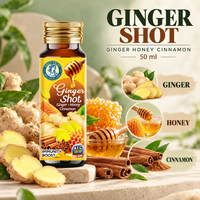 Vinut Trust Shot de gingembre 50 ml avec miel et cannelle, boisson stimulante de l'immunité pour adultes en bouteille en verre