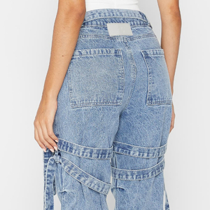 Pantalon en jean stretch taille haute 2026 pour femme, style cargo décontracté, coupe ample, multi-poches, haute qualité, pantalon tendance, service OEM - Product Image 4